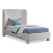 Bowery Hill Contemporary Cream Linen Textured Fabric Twin Bed