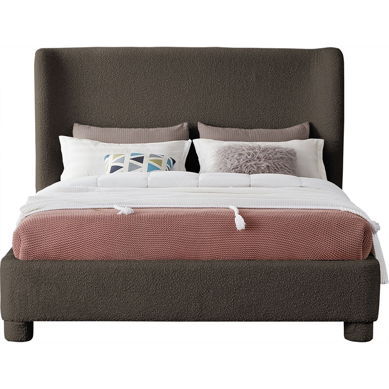 Bowery Hill Contemporary Upholstered Brown Boucle Fabric Full Bed