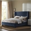 Bowery Hill Contemporary Upholstered Navy Chenille Fabric Full Bed