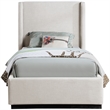 Bowery Hill Contemporary Beige Linen Textured Fabric Twin Bed