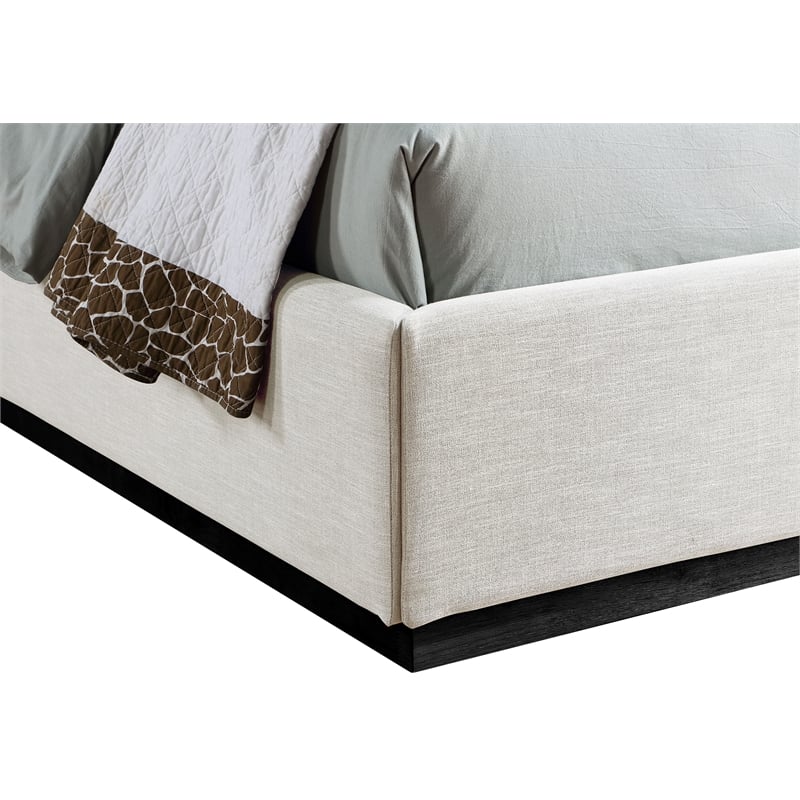 Bowery Hill Contemporary Beige Linen Textured Fabric Twin Bed