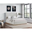 Bowery Hill Contemporary Cream Linen Textured Fabric Queen Bed