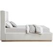 Bowery Hill Contemporary Cream Linen Textured Fabric Queen Bed