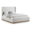 Bowery Hill Contemporary Cream Linen Textured Fabric Queen Bed