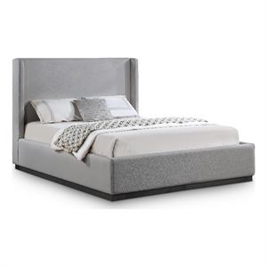Bowery Hill Contemporary Grey Linen Textured Fabric King Bed