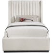 Bowery Hill Contemporary Beige Linen Textured Fabric Twin Bed