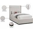 Bowery Hill Contemporary Beige Linen Textured Fabric Twin Bed