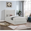 Bowery Hill Contemporary Cream Linen Textured Fabric Twin Bed