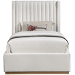 Bowery Hill Contemporary Cream Linen Textured Fabric Twin Bed