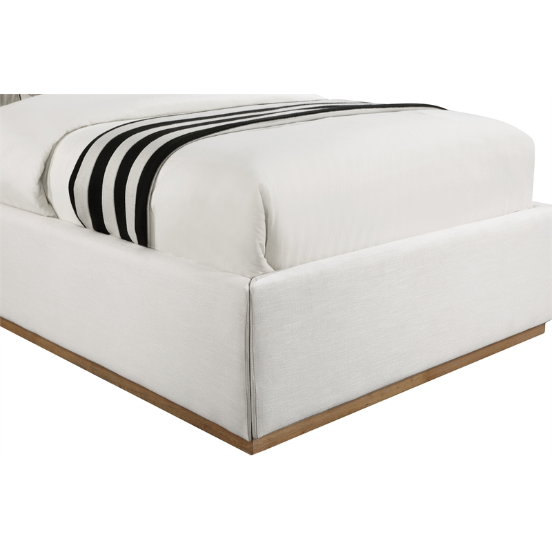 Bowery Hill Contemporary Cream Linen Textured Fabric Twin Bed