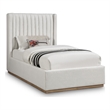 Bowery Hill Contemporary Cream Linen Textured Fabric Twin Bed