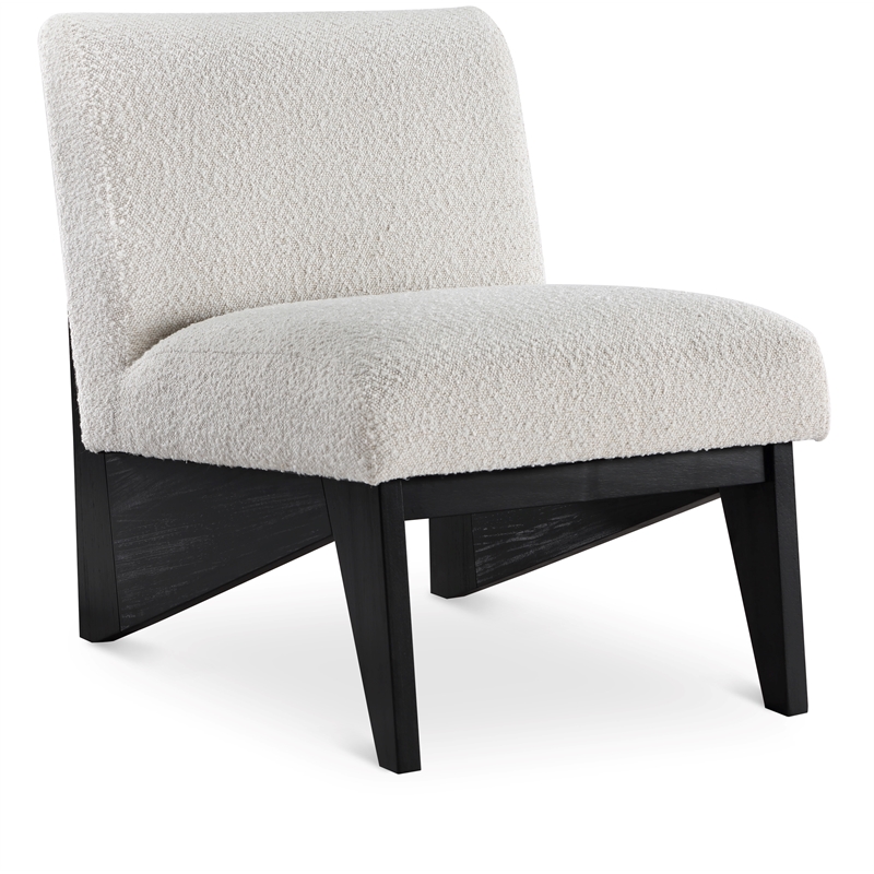 Bowery Hill Contemporary Rich Cream Boucle Fabric Accent Chair