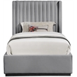 Bowery Hill Contemporary Grey Linen Textured Fabric Twin Bed