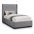 Bowery Hill Contemporary Grey Linen Textured Fabric Twin Bed