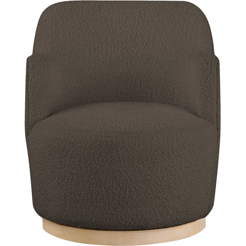 Bowery Hill Contemporary Brown Boucle Fabric Swivel Accent Chair