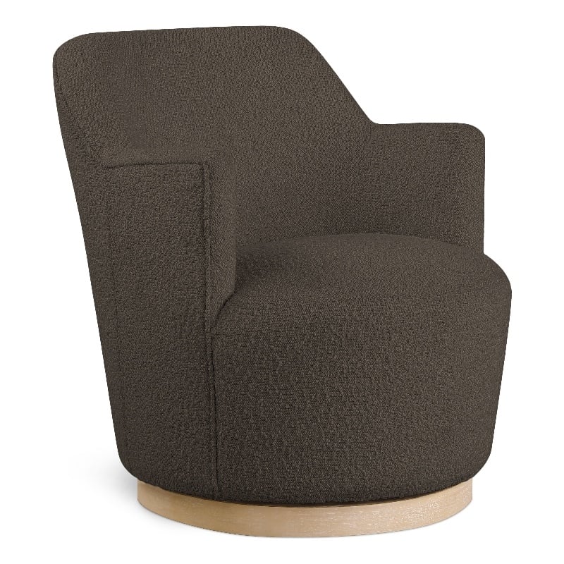 Bowery Hill Contemporary Brown Boucle Fabric Swivel Accent Chair