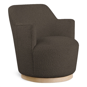 Bowery Hill Contemporary Brown Boucle Fabric Swivel Accent Chair
