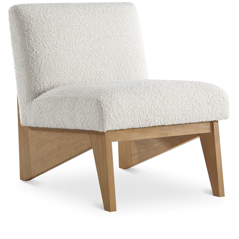 Bowery Hill Contemporary Rich Cream Boucle Fabric Accent Chair