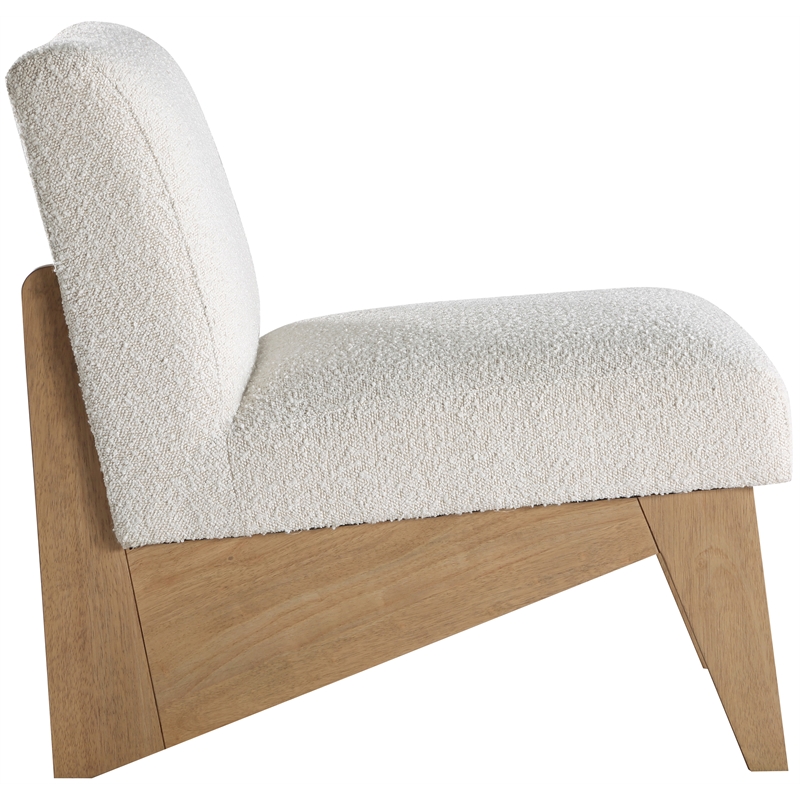 Bowery Hill Contemporary Rich Cream Boucle Fabric Accent Chair