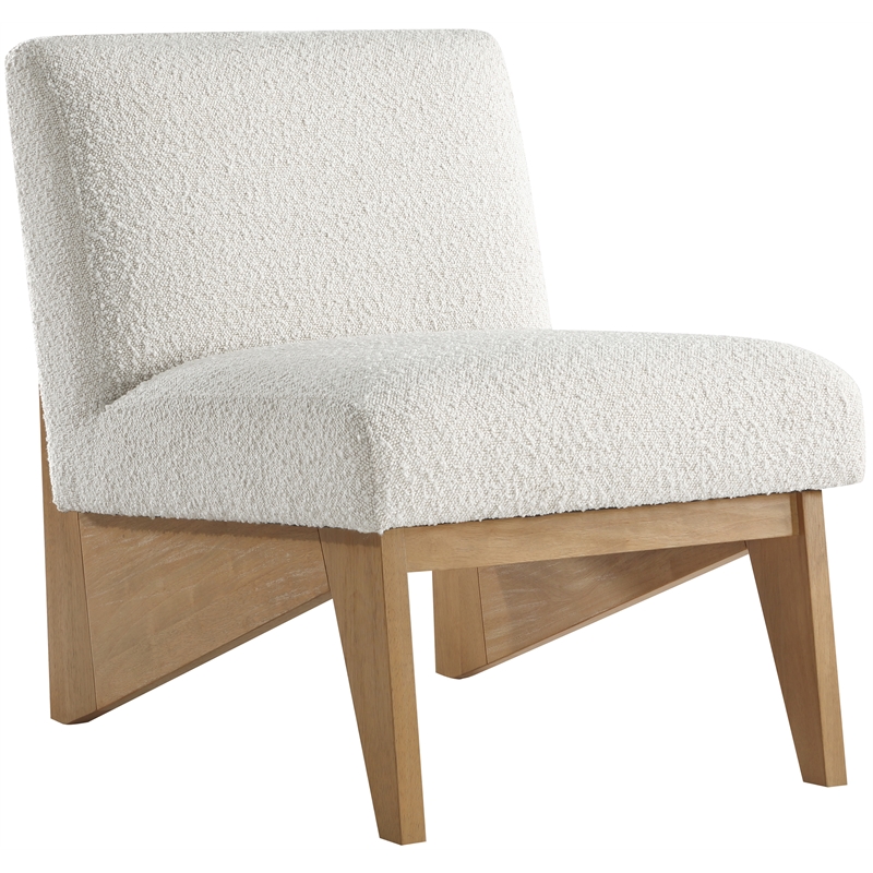 Bowery Hill Contemporary Rich Cream Boucle Fabric Accent Chair