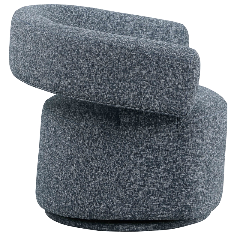 Bowery Hill Upholstered Blue Linen Textured Fabric Swivel Accent Chair