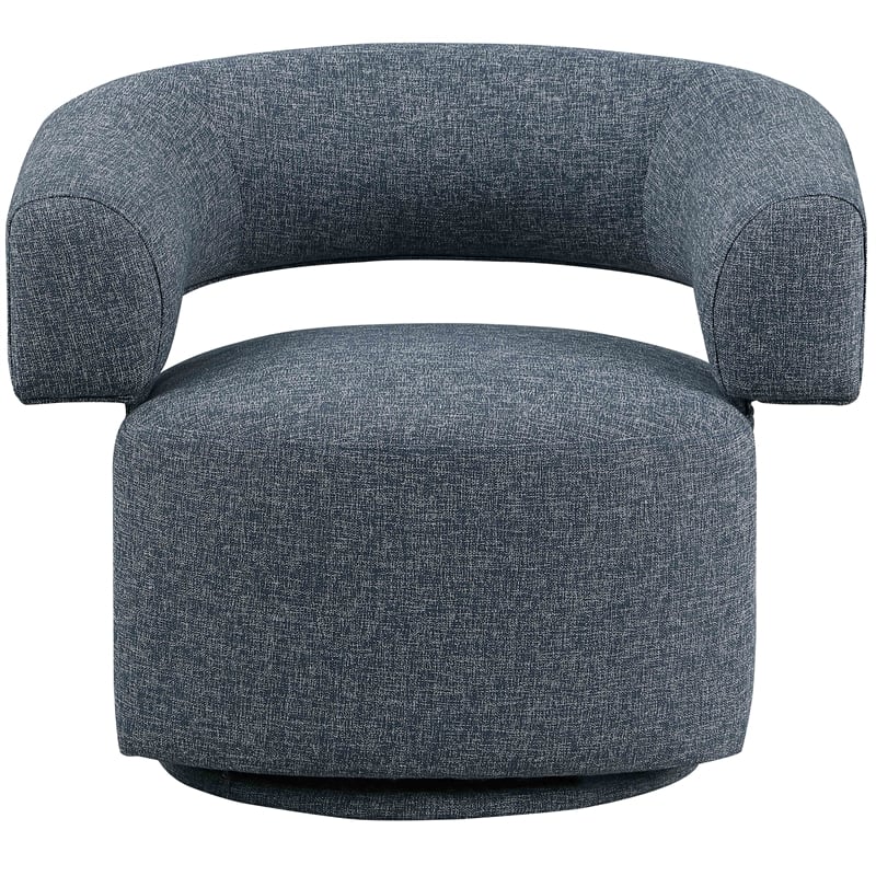 Bowery Hill Upholstered Blue Linen Textured Fabric Swivel Accent Chair