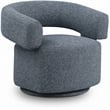 Bowery Hill Upholstered Blue Linen Textured Fabric Swivel Accent Chair