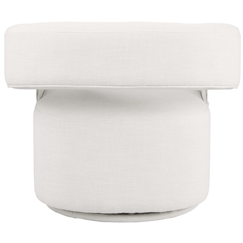 Bowery Hill Upholstered Cream Linen Textured Fabric Swivel Accent Chair