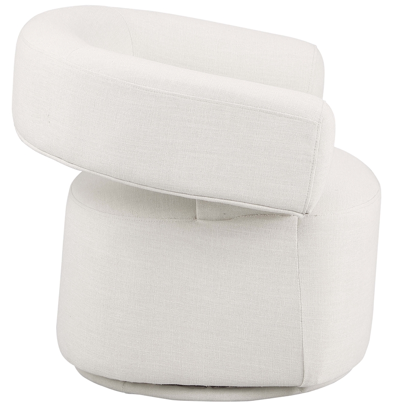 Bowery Hill Upholstered Cream Linen Textured Fabric Swivel Accent Chair