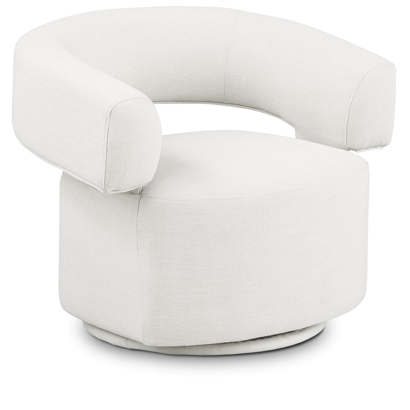 Bowery Hill Upholstered Cream Linen Textured Fabric Swivel Accent Chair