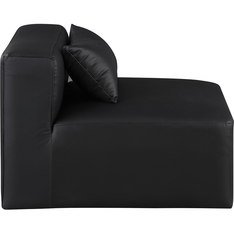 Bowery Hill Contemporary Soft Black Vegan Leather Armless Chair