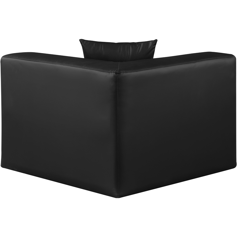 Bowery Hill Contemporary Soft Black Vegan Leather Corner Chair