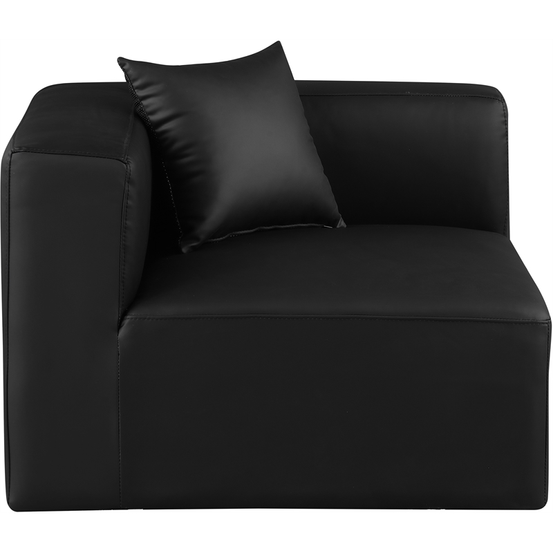 Bowery Hill Contemporary Soft Black Vegan Leather Corner Chair