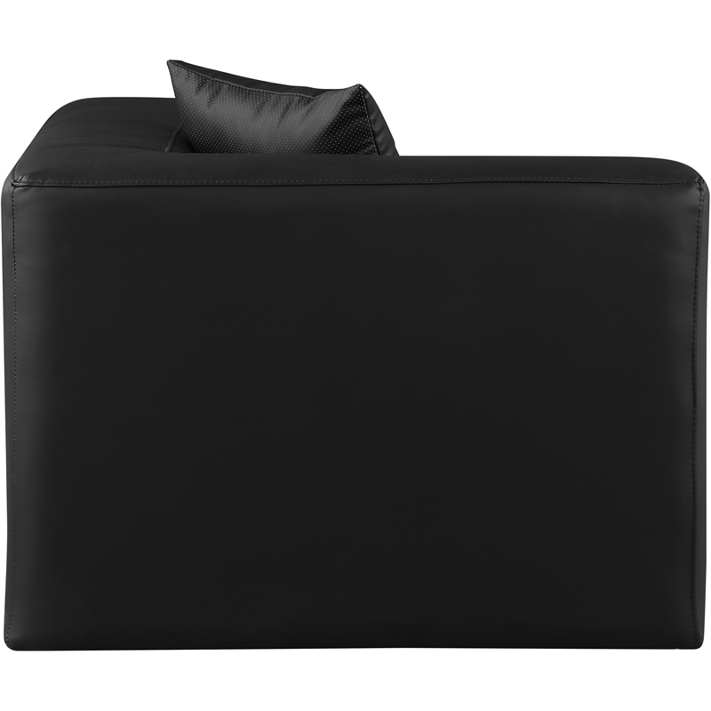 Bowery Hill Contemporary Soft Black Vegan Leather Corner Chair