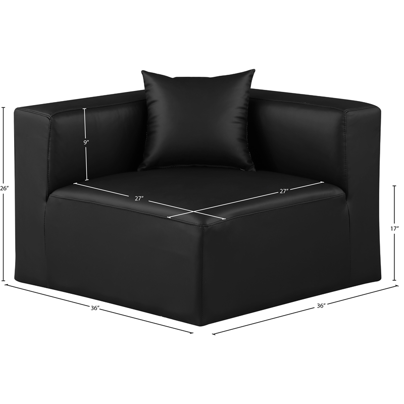 Bowery Hill Contemporary Soft Black Vegan Leather Corner Chair