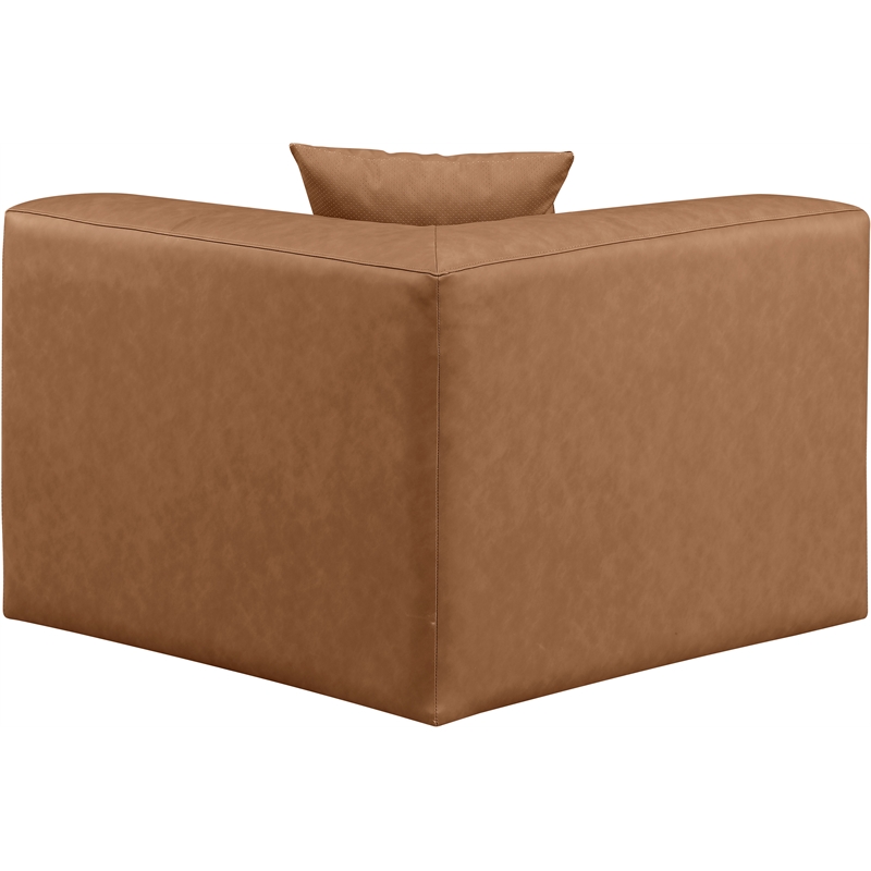 Bowery Hill Contemporary Soft Brown Vegan Leather Corner Chair