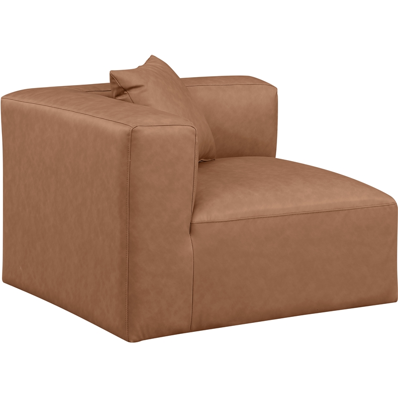 Bowery Hill Contemporary Soft Brown Vegan Leather Corner Chair