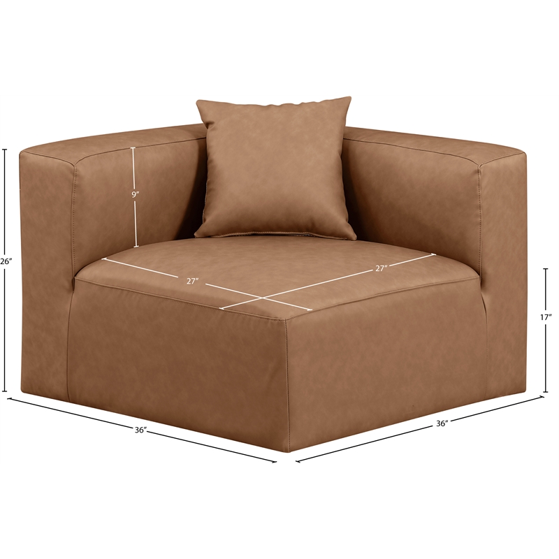 Bowery Hill Contemporary Soft Brown Vegan Leather Corner Chair