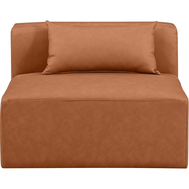 Bowery Hill Contemporary Soft Cognac Vegan Leather Armless Chair