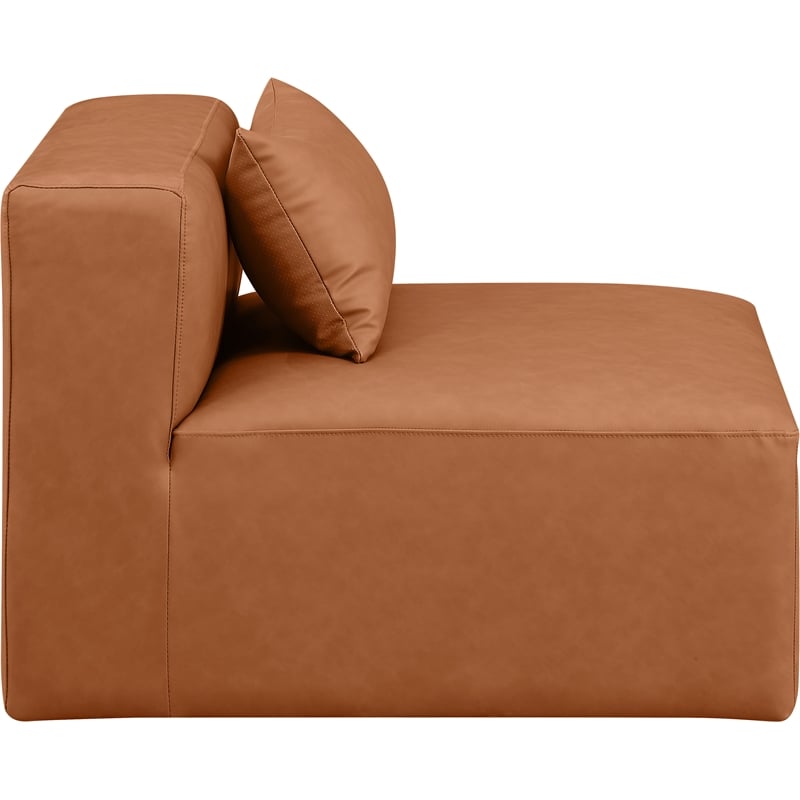Bowery Hill Contemporary Soft Cognac Vegan Leather Armless Chair