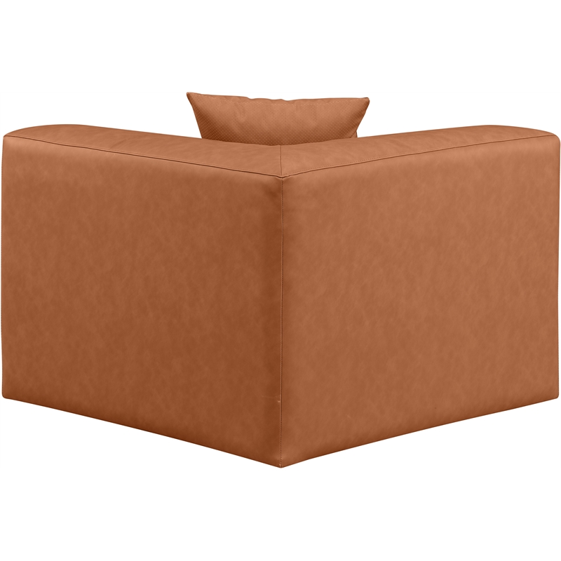 Bowery Hill Contemporary Soft Cognac Vegan Leather Corner Chair