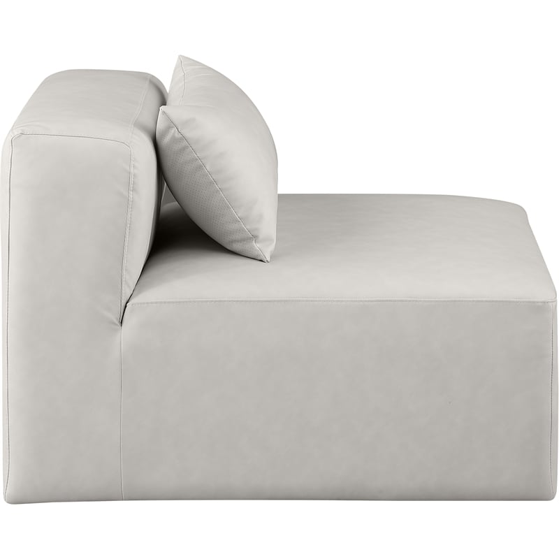 Bowery Hill Contemporary Soft Cream Vegan Leather Armless Chair