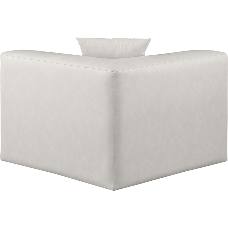 Bowery Hill Contemporary Soft Cream Vegan Leather Corner Chair