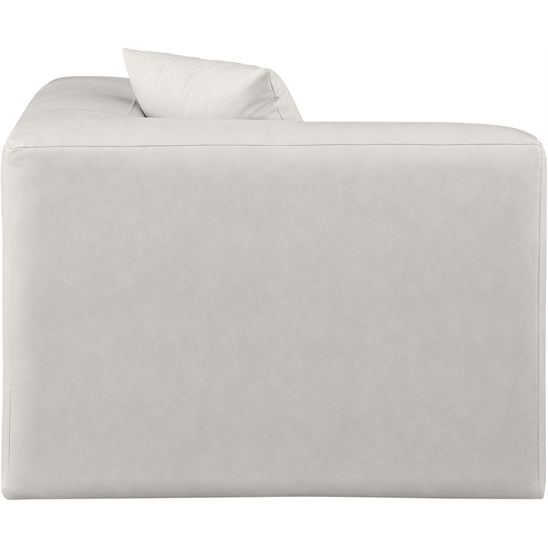 Bowery Hill Contemporary Soft Cream Vegan Leather Corner Chair