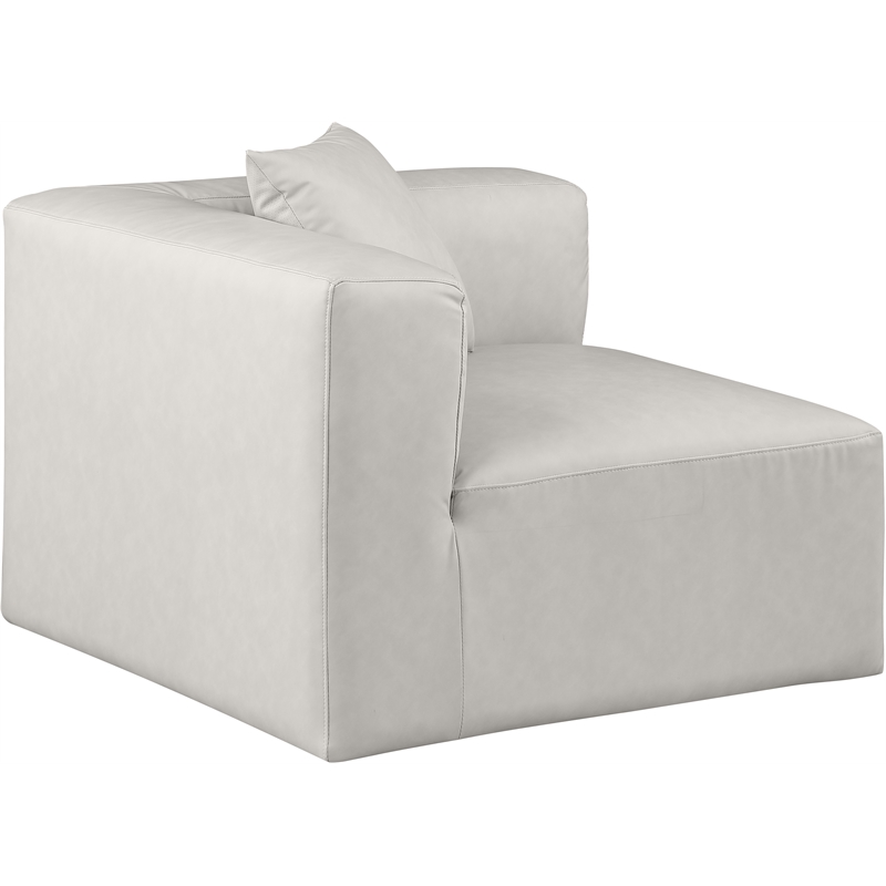 Bowery Hill Contemporary Soft Cream Vegan Leather Corner Chair