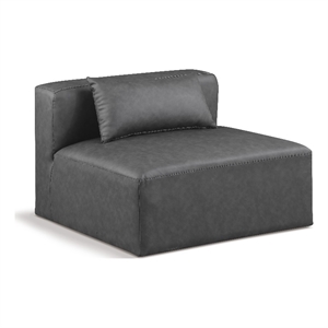 Bowery Hill Contemporary Charcoal Grey Vegan Leather Armless Chair