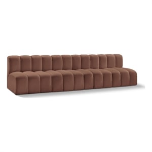 Bowery Hill Contemporary Cognac Vegan Leather Modular Sectional