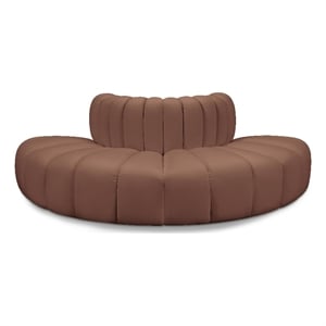 Bowery Hill Contemporary Cognac Vegan Leather Modular Sectional