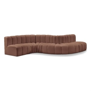 Bowery Hill Contemporary Cognac Vegan Leather Modular Sectional