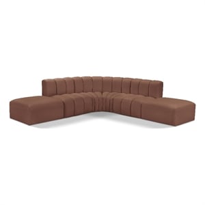 Bowery Hill Contemporary Cognac Vegan Leather Modular Sectional